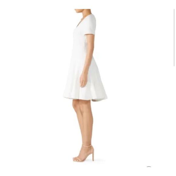 Rebecca Taylor White Knit Piqué A-Line Flutter Hem Dress  Sizes 6,8,14 NWT - Picture 4 of 11